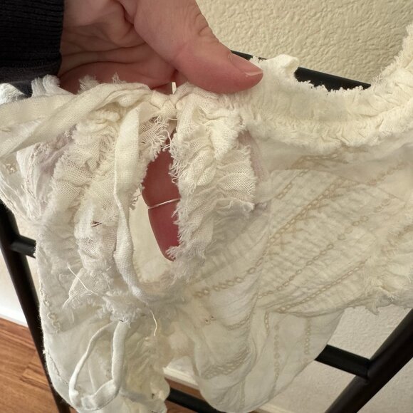 Zara Off White Tie-Front Eyelet Tank Top Size Small - Picture 3 of 4